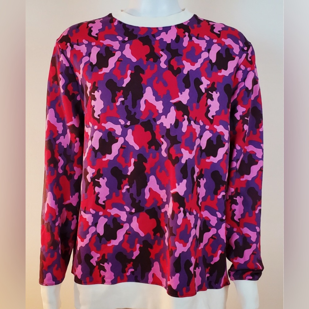 Matthew Miller Crewneck Camouflage Purple Pink Pullover Sweater Sweatshirt NWT